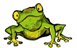 Illustration: Froschkönig Kostümverleih frosch sitzend